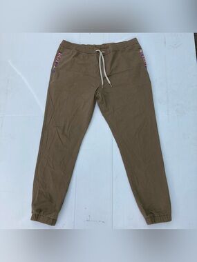 Wowie Pants Mens XL Green Joggers Rambler Aztec Trim Casual Stretch Beige Brown